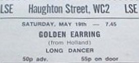 Golden Earring show ad May 19, 1973 London - LSE